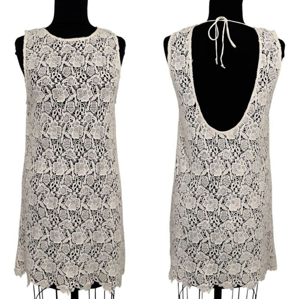 Olivaceous Women's Crochet Lace Dress Medium Ivory Coverup Festival Beachy NEW‎